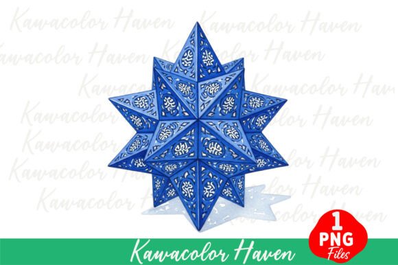 Blue Decorative Christmas Star Ornament: A Versatile Illustration for Holiday Branding