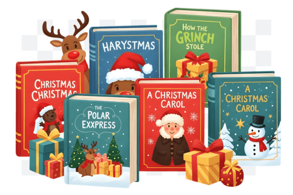 Christmas Books PNG Clipart and Illustrations
