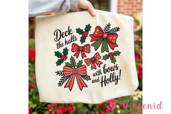 Christmas Bows Holly Sublimation Design