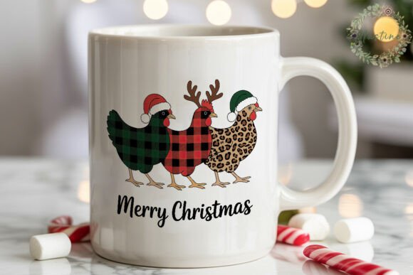 Christmas Chicken Plaid Leopard PNG and Illustrations