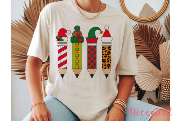 Christmas Pencils Sublimation Design & Illustrations