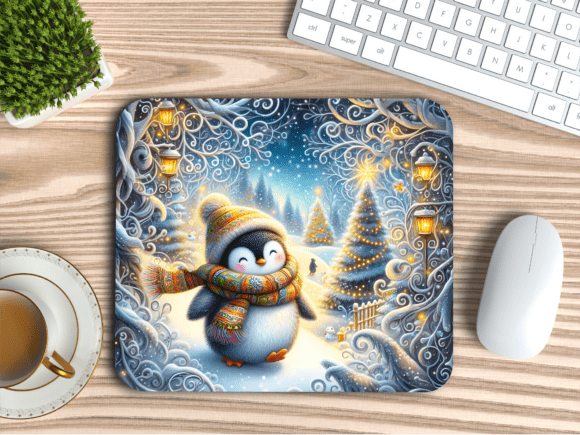 Christmas Penguin Forest Mousepad PNG: A Festive Illustration for Content Creators