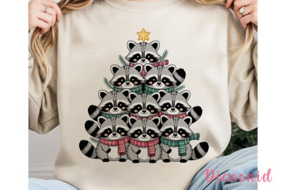 Christmas Raccoon Tree PNG Clipart: A Festive Illustration for Real Craft Projects