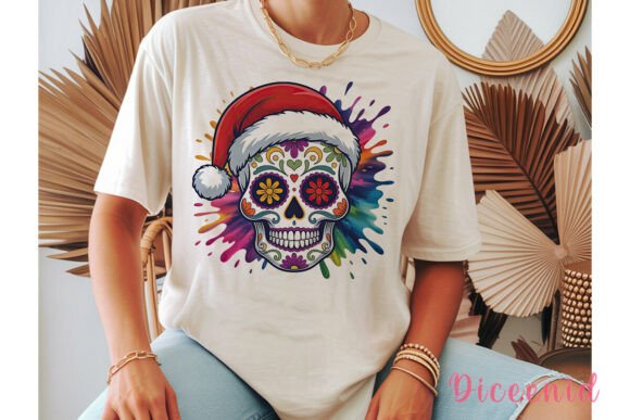 Christmas Sugar Skull Sublimation Design: A Festive Illustration for Crafters