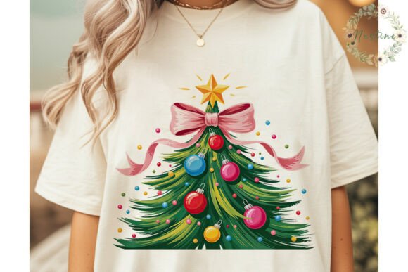 Colorful Christmas Tree Bow PNG Clipart