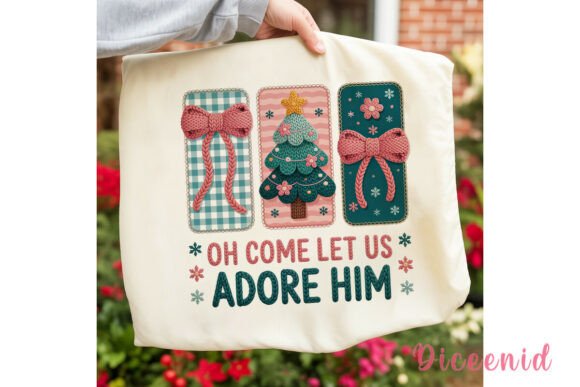 Cozy Knitted Christmas Adore Him PNG for Illustrations and Holiday Design