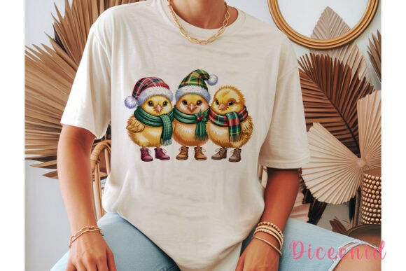 Cute Christmas Chicks Sublimation Design: A Festive Illustration for Creative Campaigns