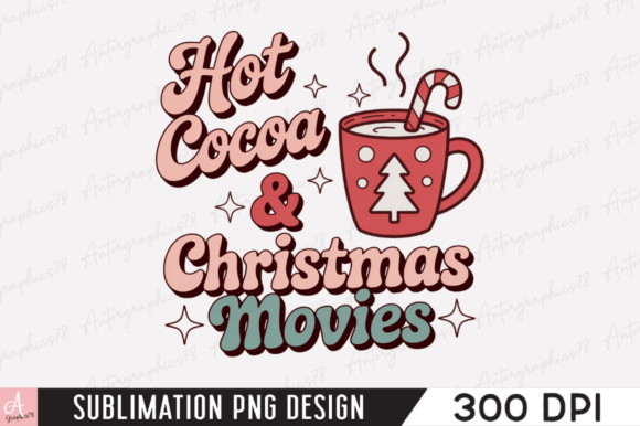 Hot Cocoa and Christmas Movies PNG: Festive Illustrations for Local Business Branding