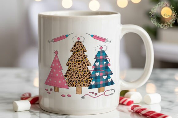 Nurse Christmas Trees Sublimation Design