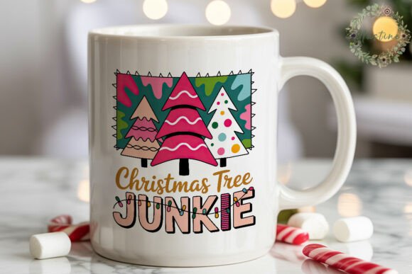 Pink Christmas Tree Junkie PNG Clipart for Festive Handmade Projects