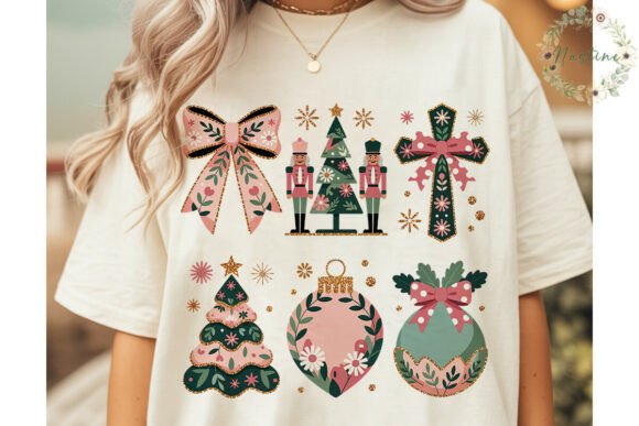 Pink Floral Christmas PNG Clipart and Illustrations