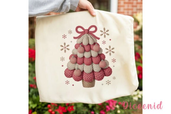 Pink Knitted Christmas Tree PNG Clipart: A Festive Graphic Design Asset for Creative Sellers
