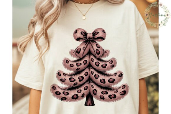 Pink Leopard Christmas Tree PNG Clipart for Commercial Illustrations
