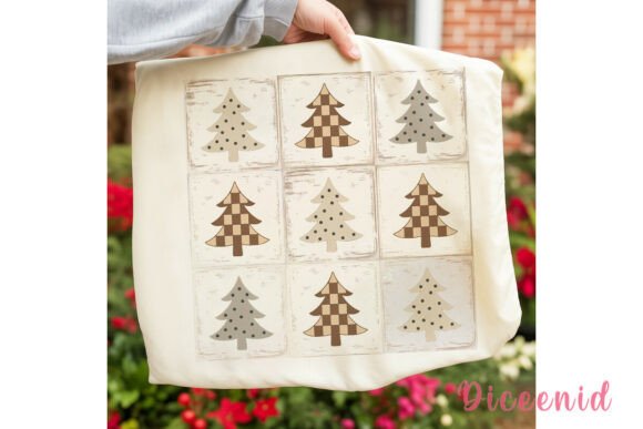Rustic Christmas Tree Grid PNG Clipart