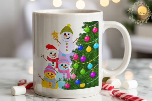 Snowmen Christmas Tree PNG Clipart: A Festive Graphic Design Asset for Creative Sellers