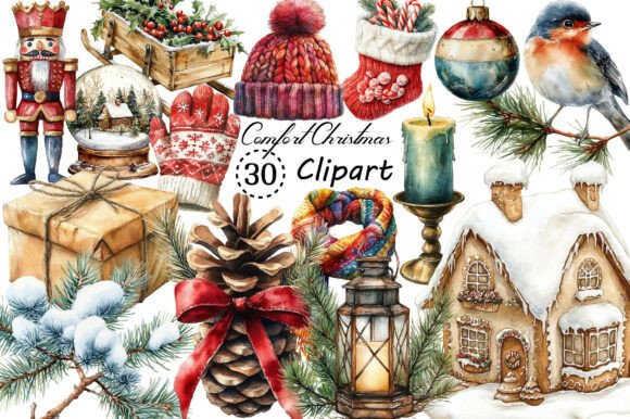 Watercolor Vintage Comfort Christmas PNG: A Design Asset for Holiday Branding and Creative Projects