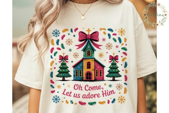 Whimsical Church Christmas PNG Clipart for Embroidery Projects